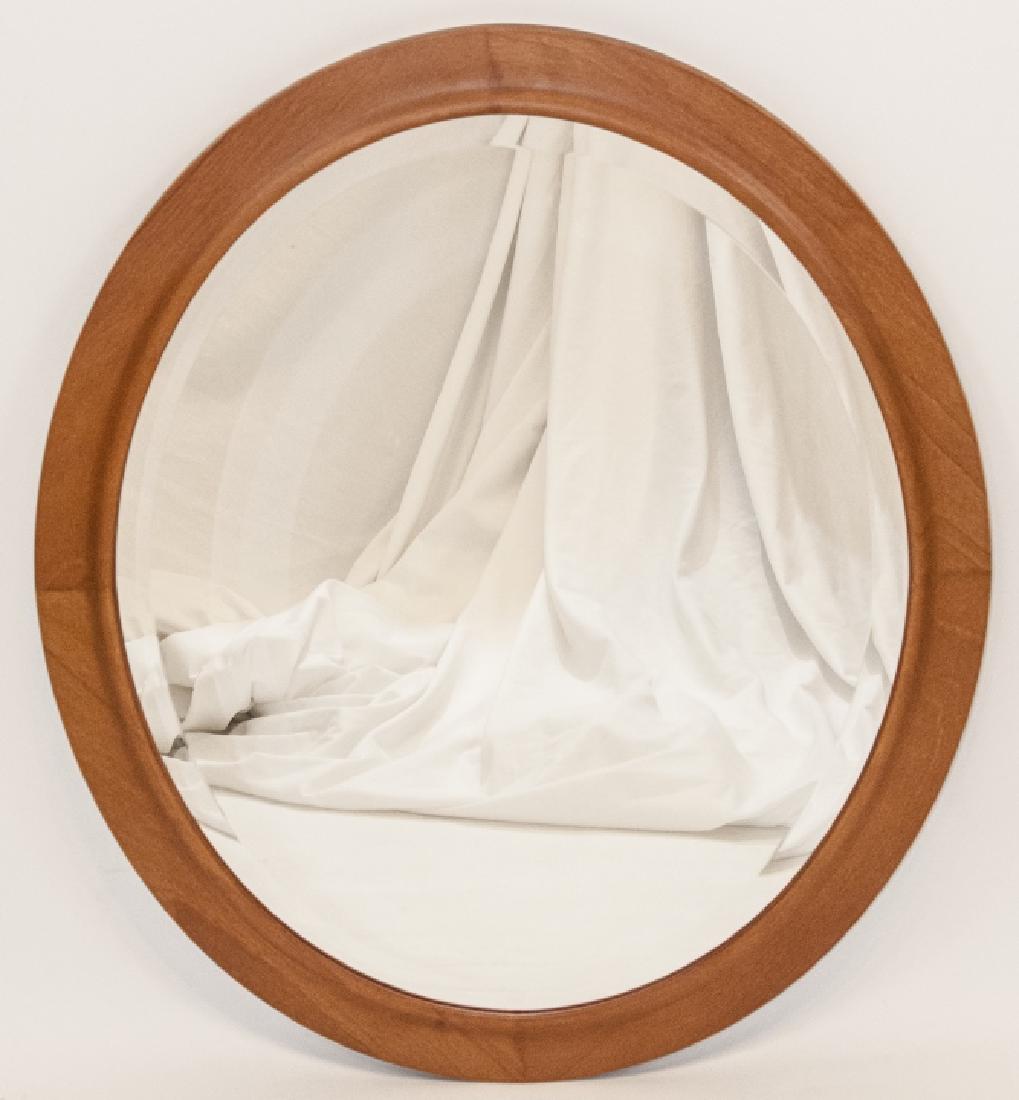 Contemporary Oval Carved Cherry Wood Mirror (1 of 4)