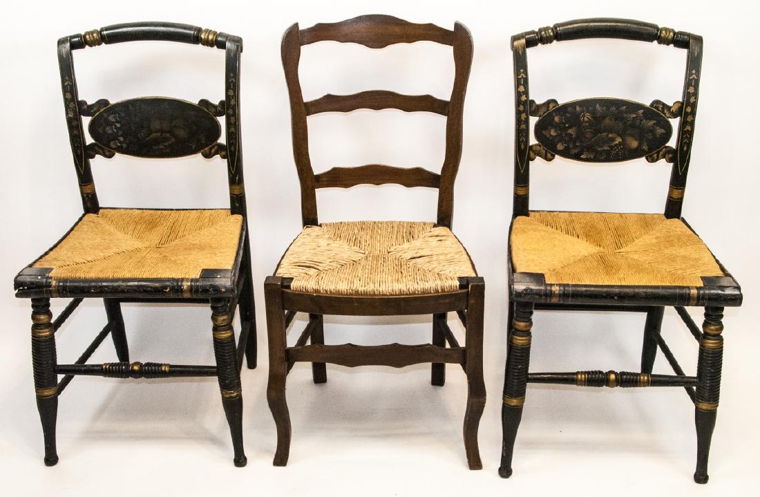 Lot of Vtg Rush Seat Chairs Incl. Hitchcock Style (1 of 8)