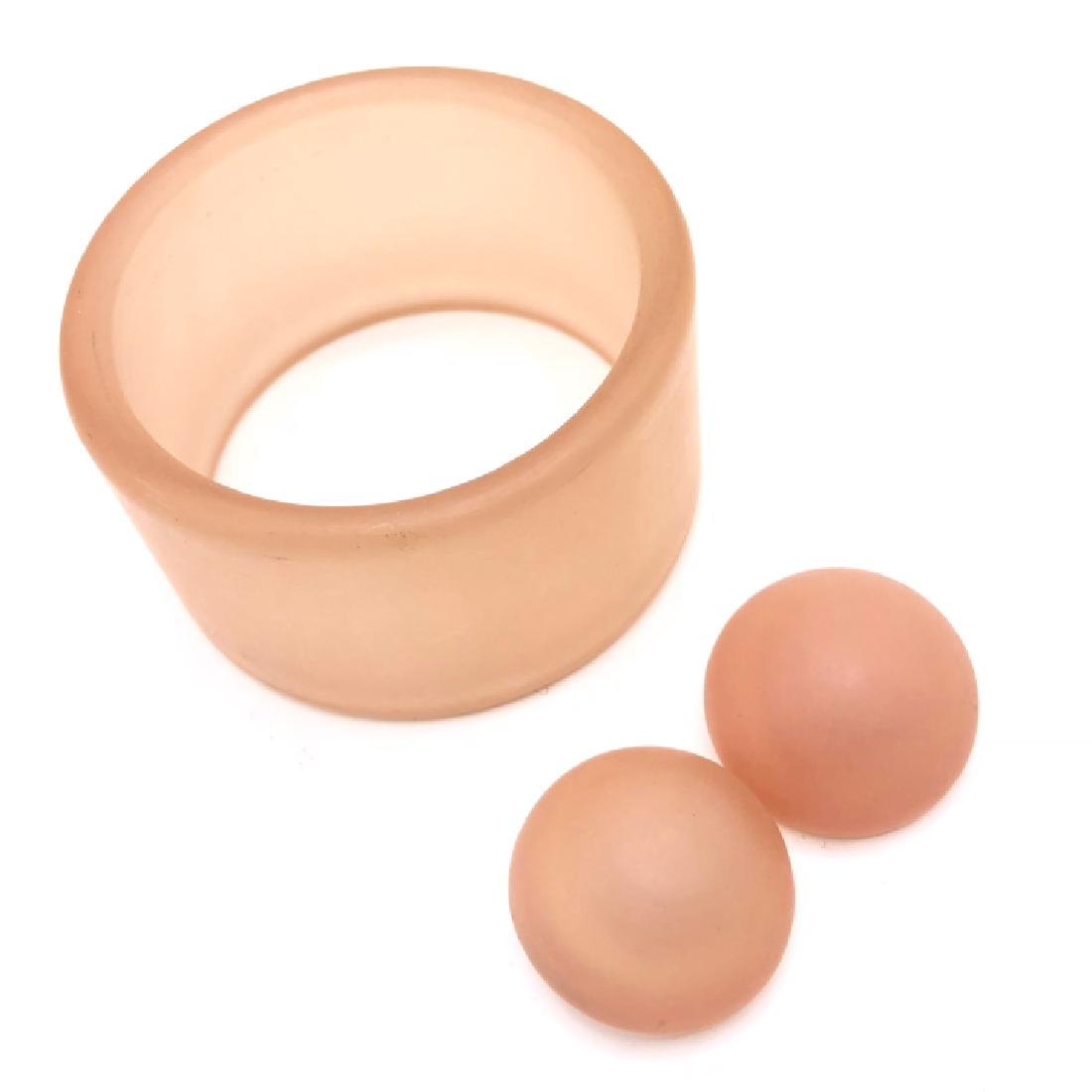 Pink Resin Bracelet Clip Earring Set (1 of 3)