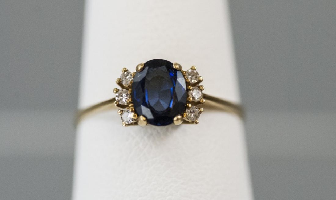 Estate 18kt Yellow Gold Sapphire & Diamond Ring (1 of 6)