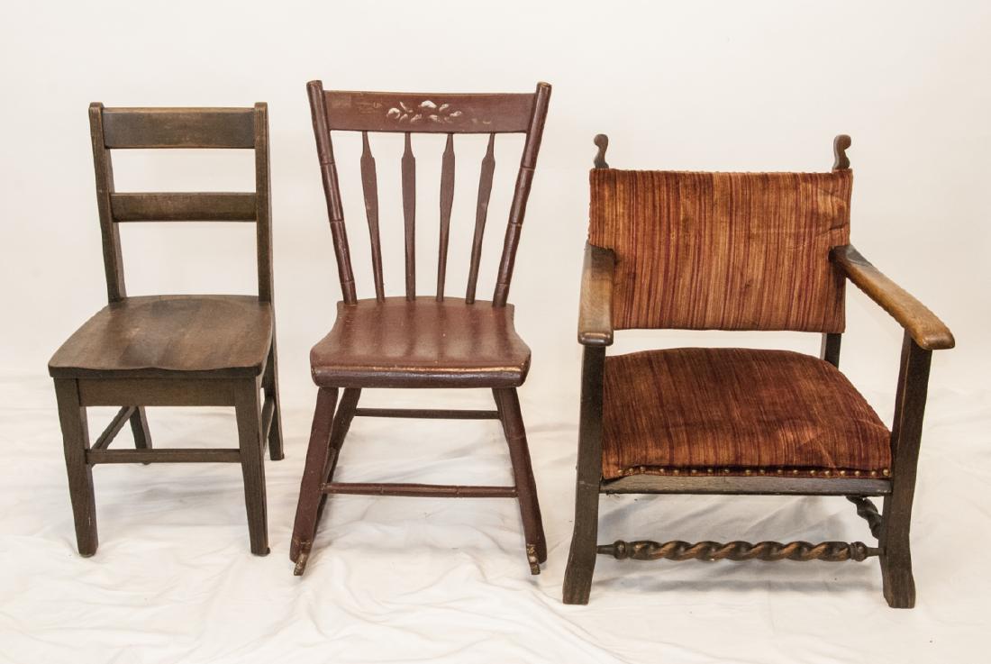 Antique Children's Chairs, Oak, Red Rocker, School (1 of 3)