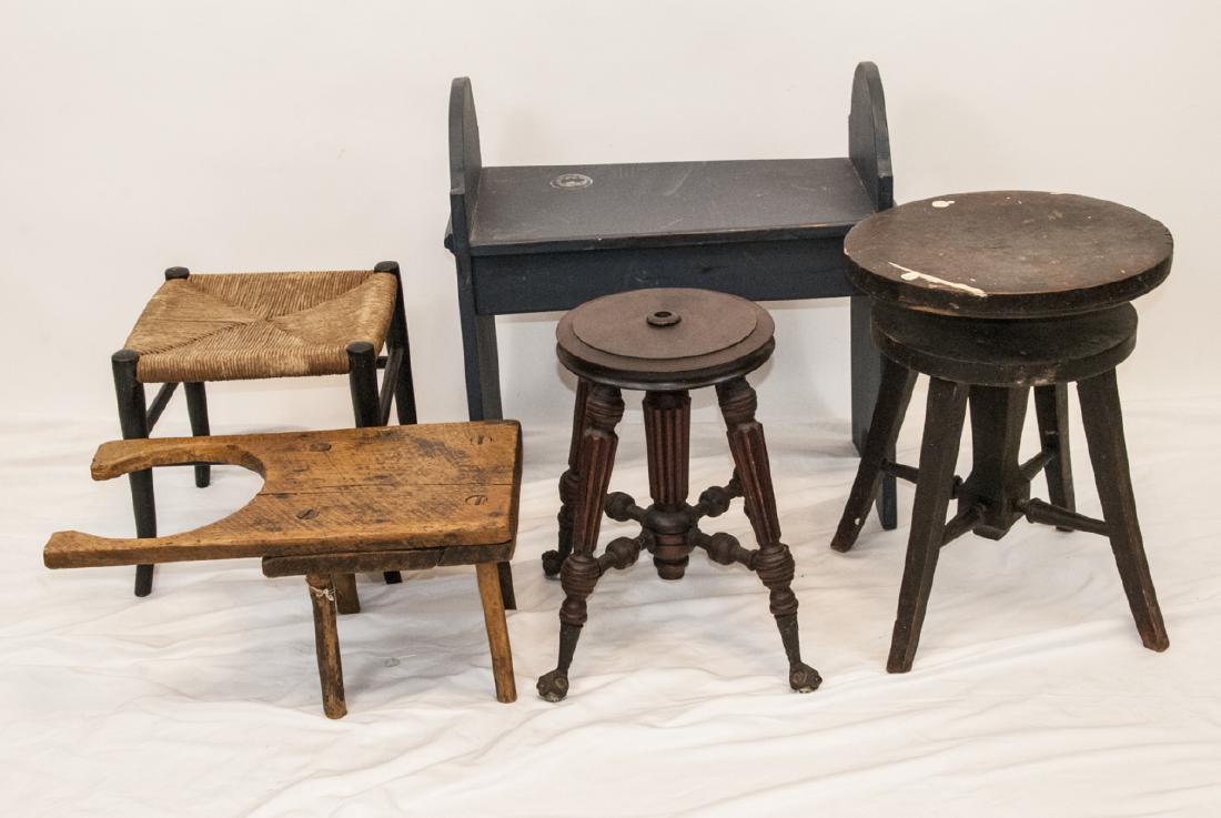 Antique Bench Lot, Ball & Claw Piano Stool Base (1 of 3)