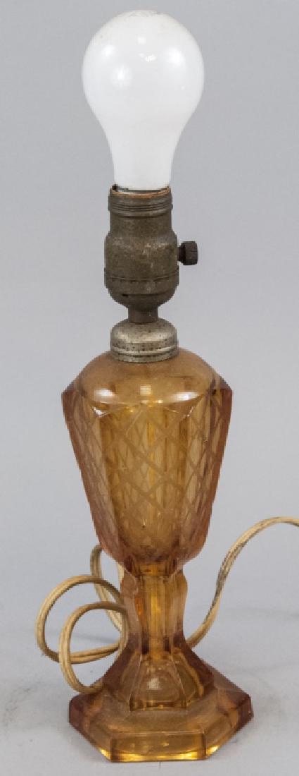 Antique Amber Glass Table Lamp (1 of 4)