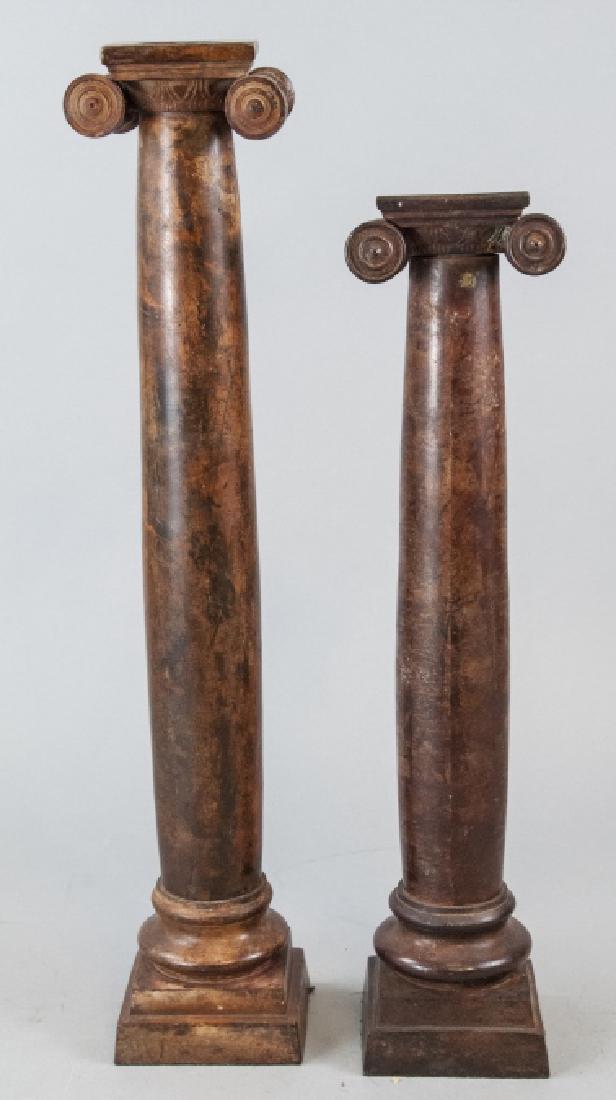 Pair Faux Rouge Marble Doric Style Column Candles (1 of 5)