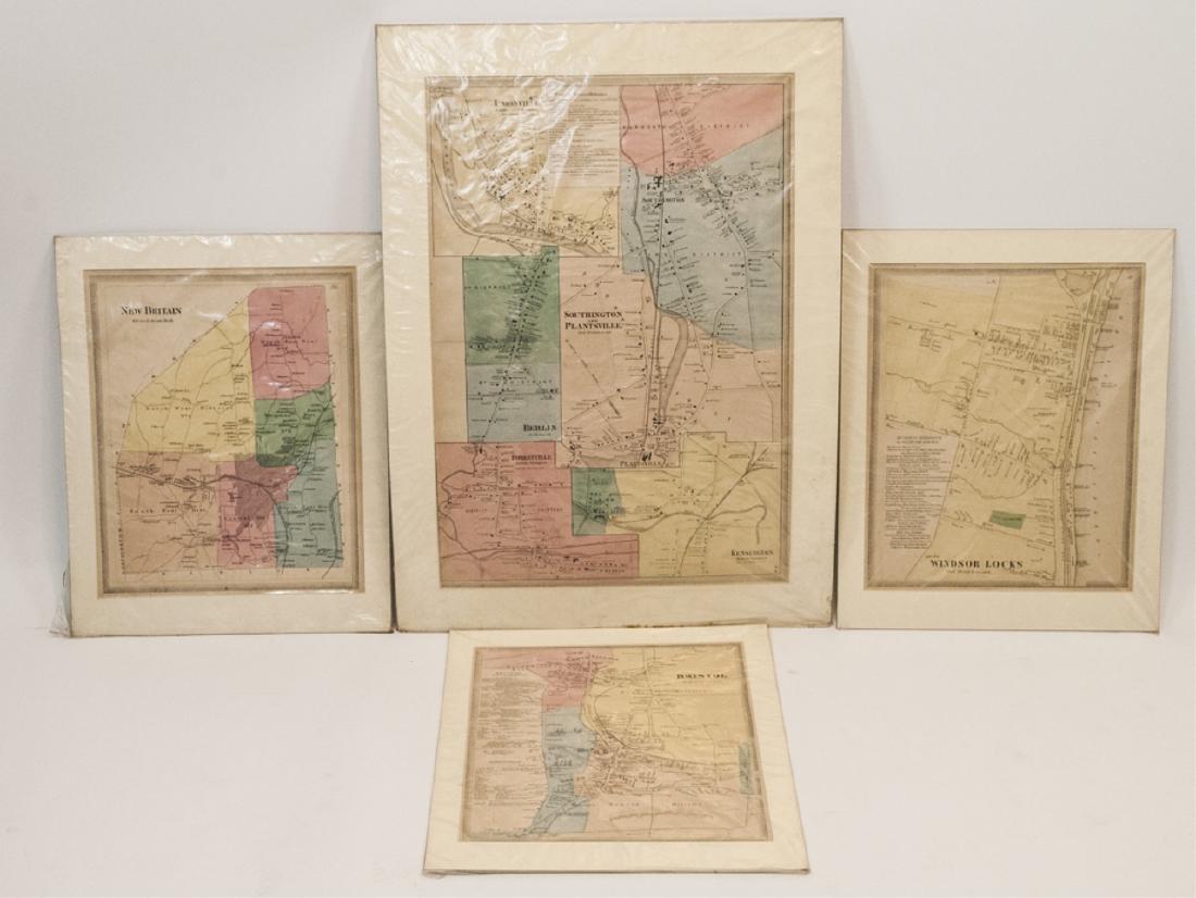 Antique Hand Colored Maps of Hartford County CT (1 of 9)