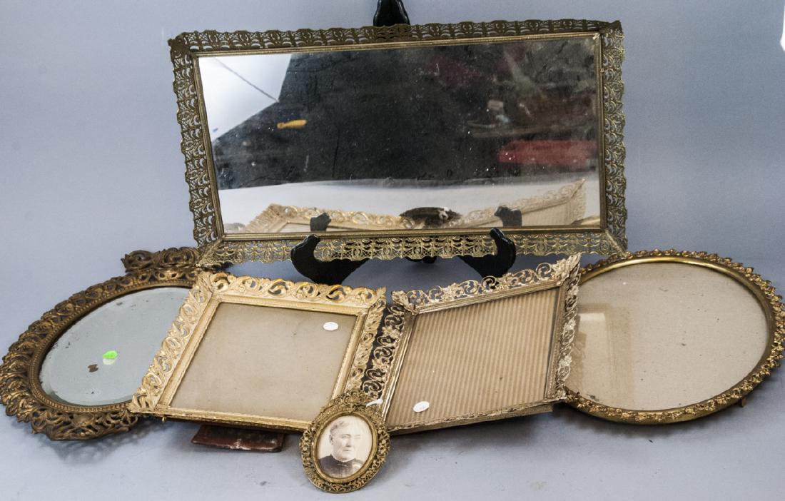 Antique Gold Tone Lace Filigree Trays & Frames (1 of 6)