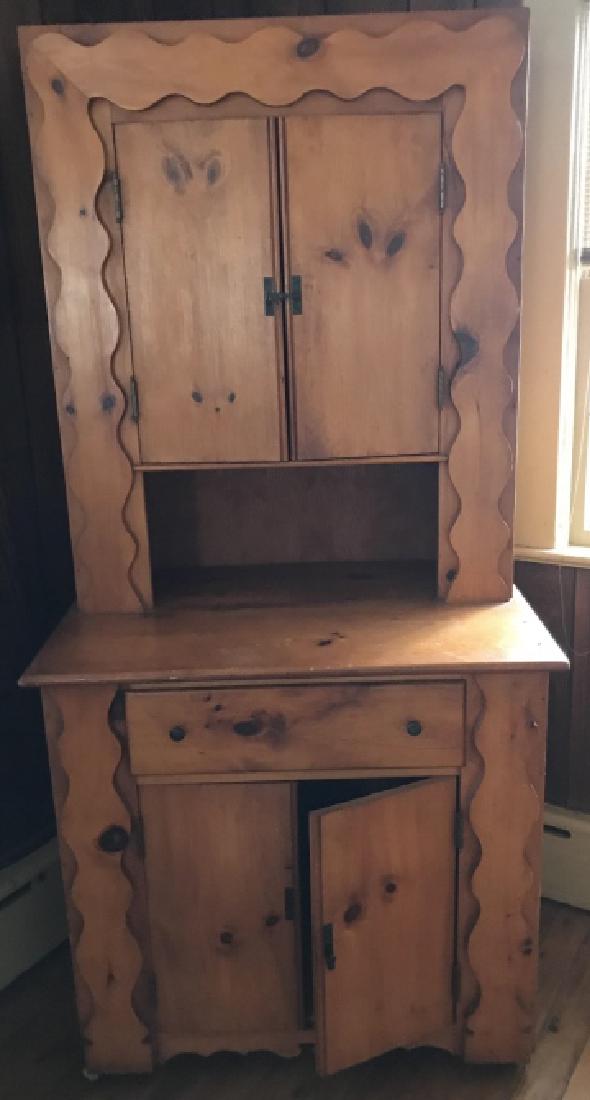 Country American Style Knotty Pine Kitchen Hutch (1 of 4)