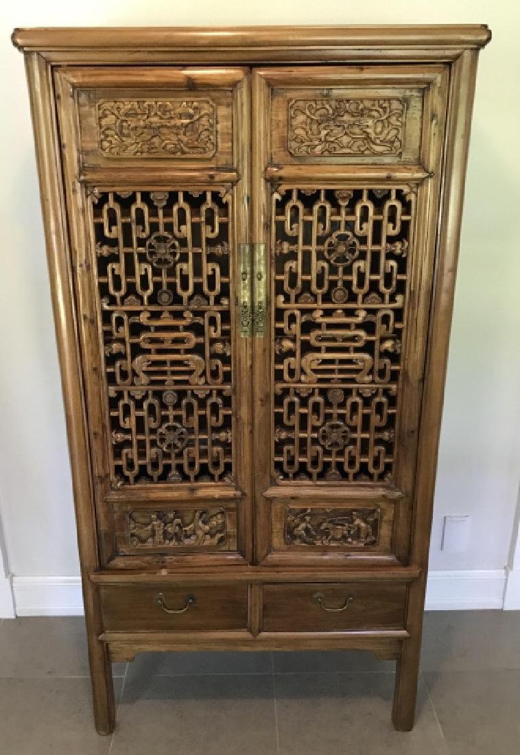 Ornately Carved Chinese Storage Cupboard Cabinet (1 of 5)