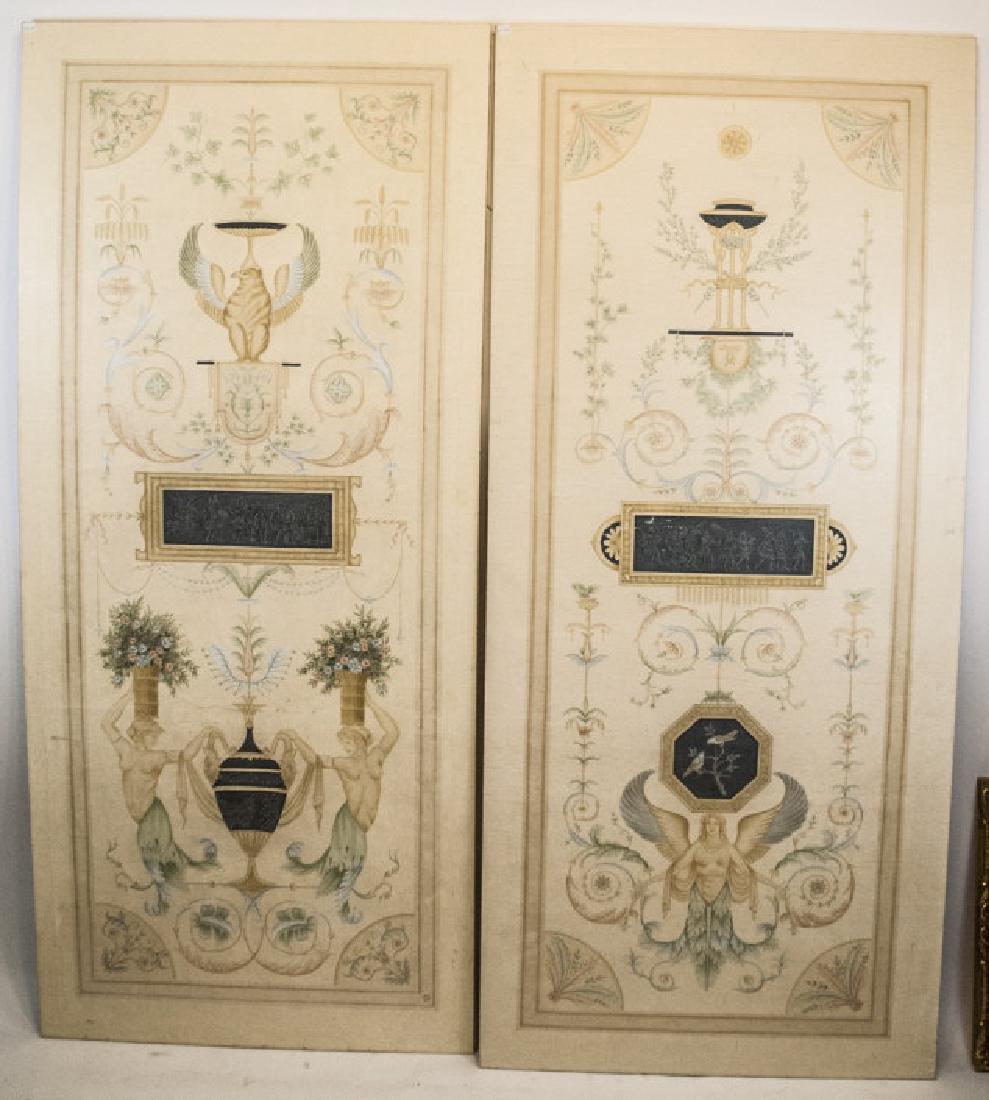 Pair of Vtg Neoclassical Grecian Canvas Screens (1 of 11)
