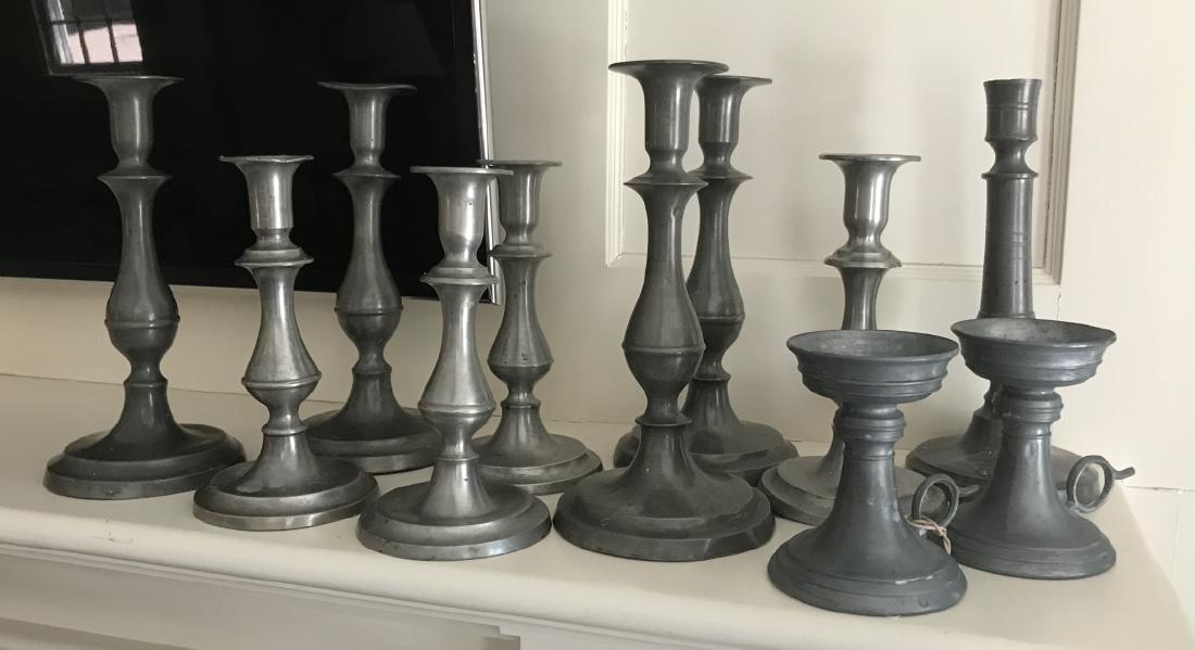 Collection Antique & Vintage Pewter Candlesticks (1 of 1)