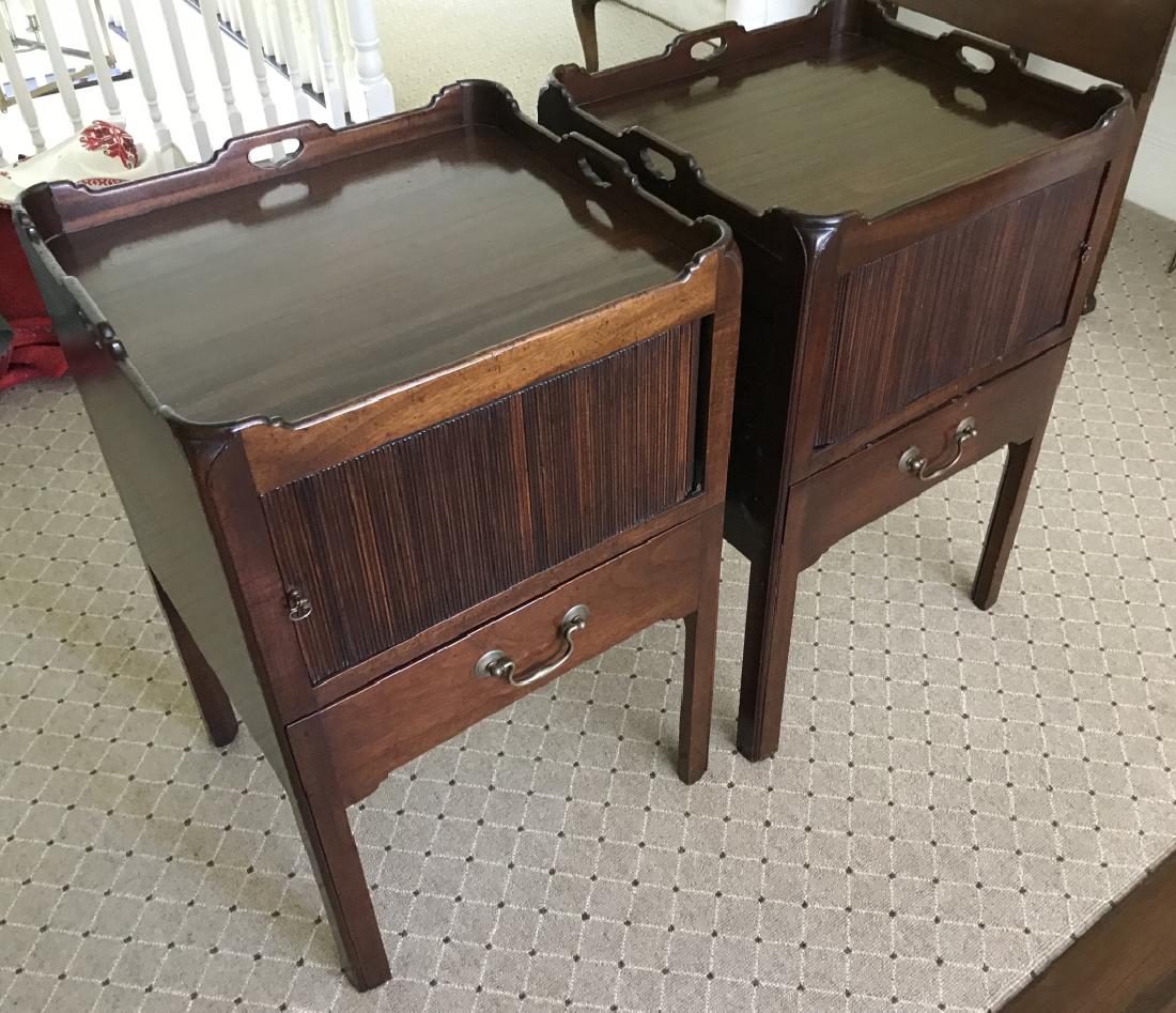 Pair of English Style Tambour Door End Tables (1 of 4)
