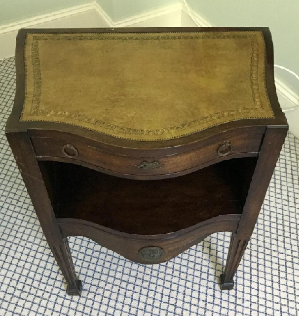 Antique Embossed Leather Top End Table (1 of 3)