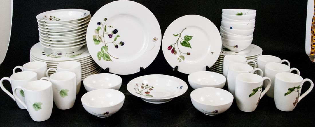 Villeroy & Boch Wild Berries China Service for 12: Villeroy & Boch Wild Berries China Service for 12. This Villeroy & Boch bone china service features a wild berry motif. Includes 12 lunch / salad plates, 11 soup plates, 13 dinner plates, 13 small bow