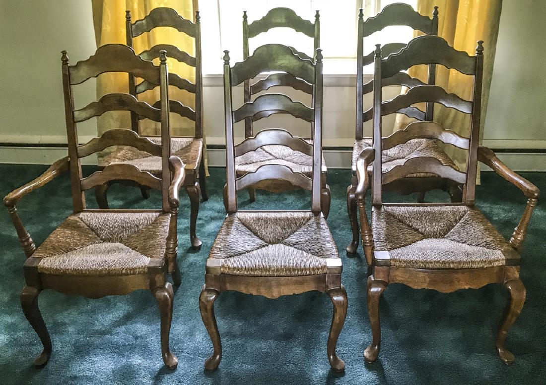 6 French Country Ladder Back Dining Chairs (1 of 10)