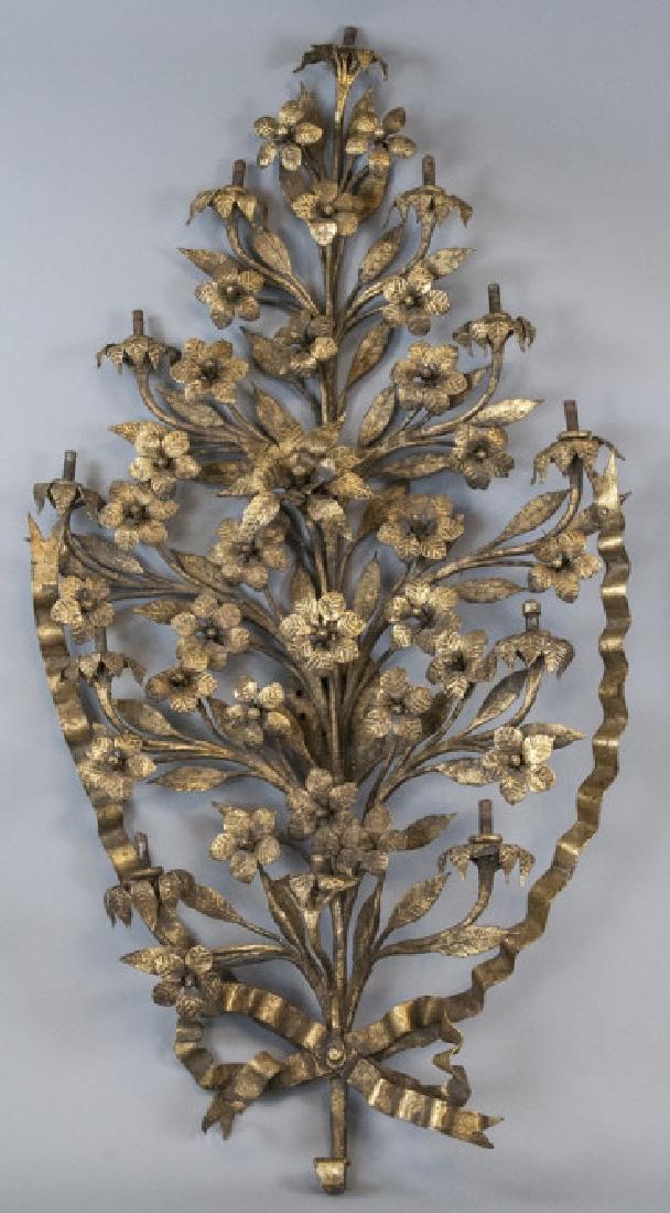 Hollywood Regency Gilt Metal Wall Sconce (1 of 5)