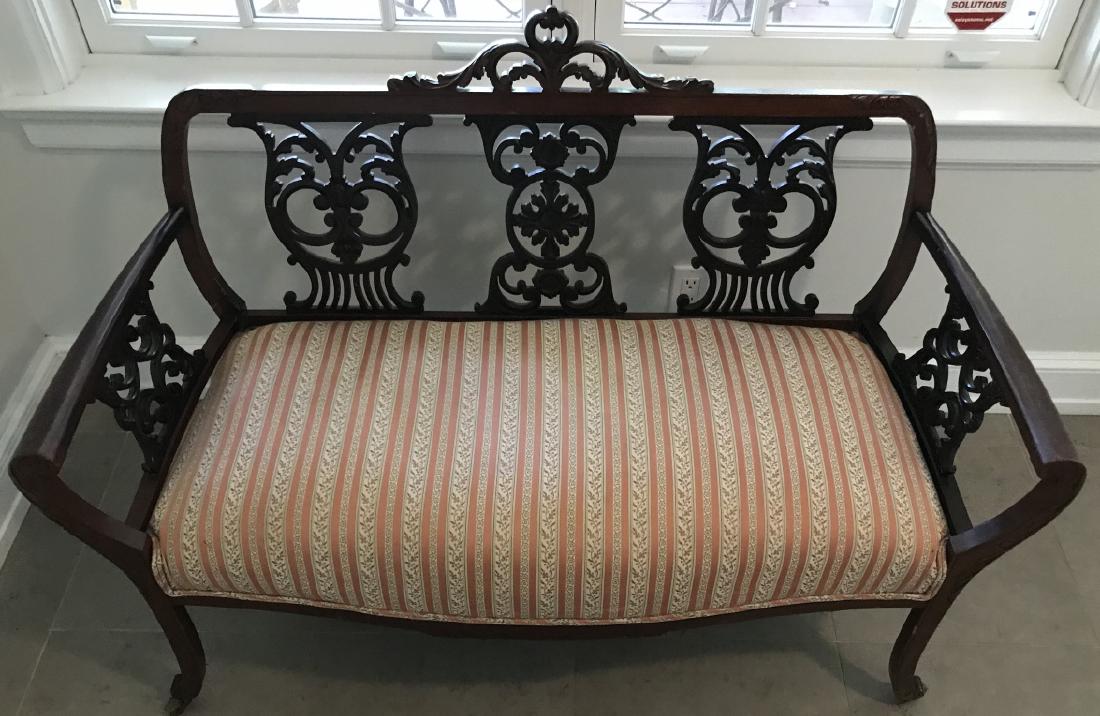 Antique Carved Framed Edwardian Style Settee (1 of 3)