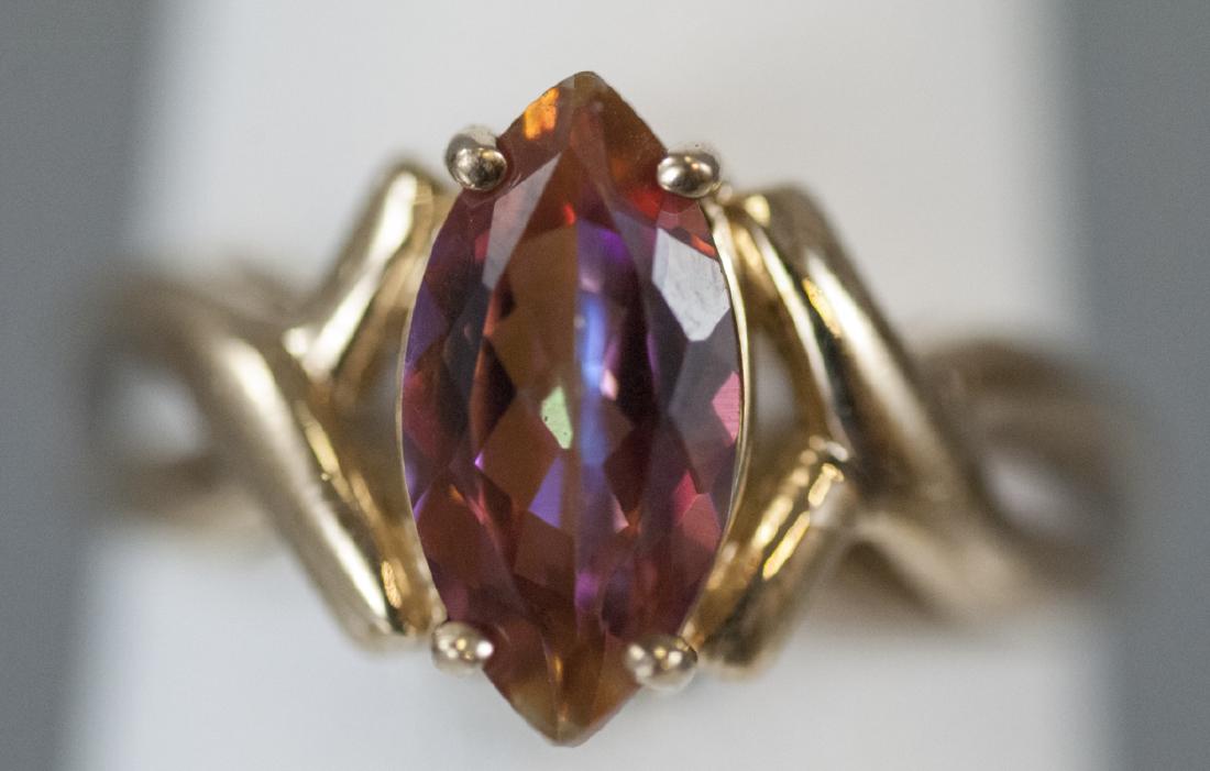 Retro Style 10kt Yellow Gold Ring w Navette Stone (1 of 4)