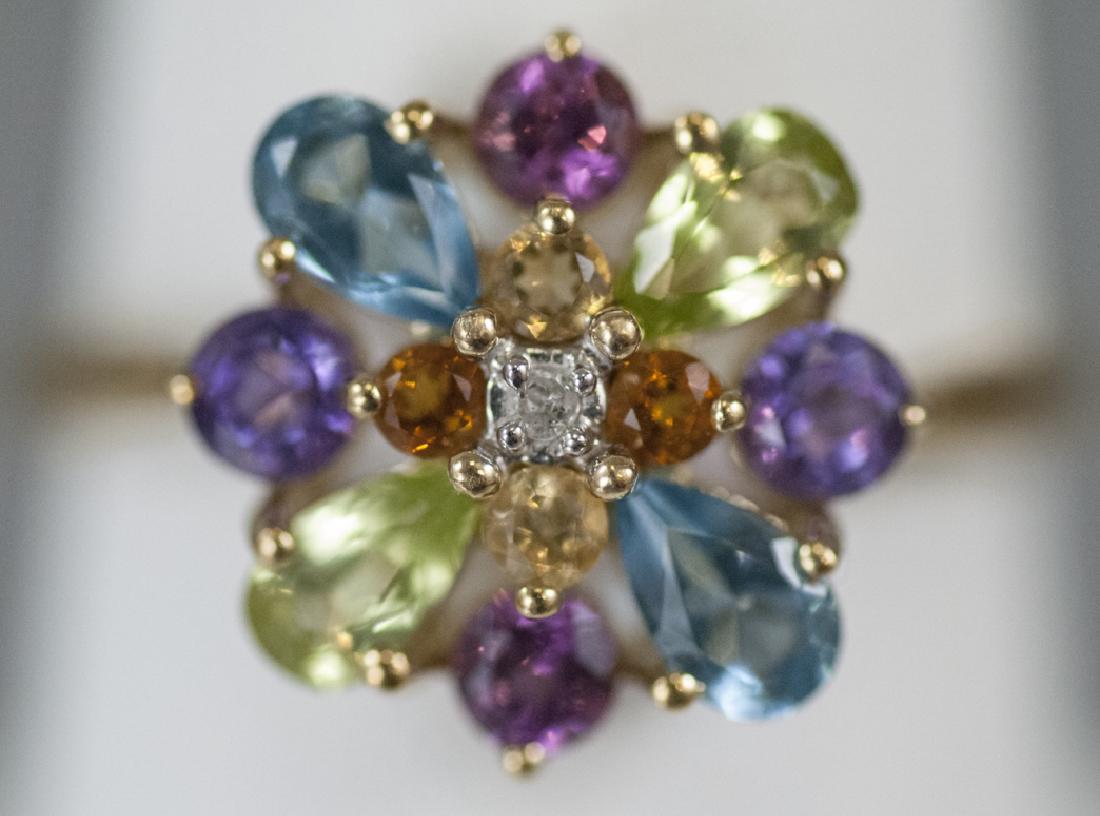 Vintage Yellow Gold Diamond Gemstone Cluster Ring (1 of 5)