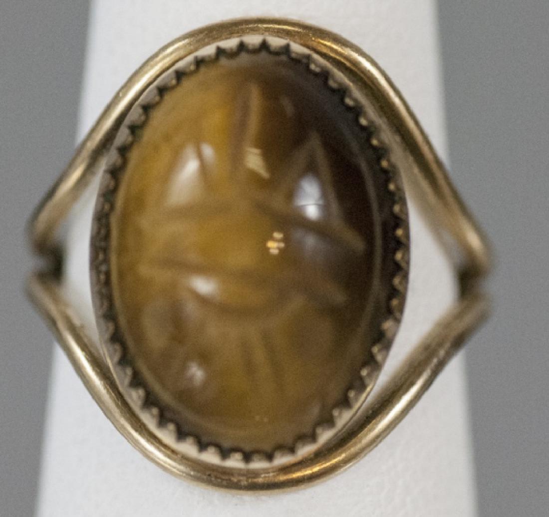 Estate Tiger's Eye Egyptian Revival Scarab Ring (1 of 4)