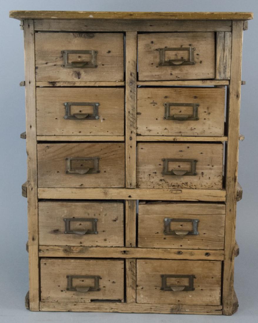 Antique Pine Small Chest of Cataloguing Drawers (1 of 3)