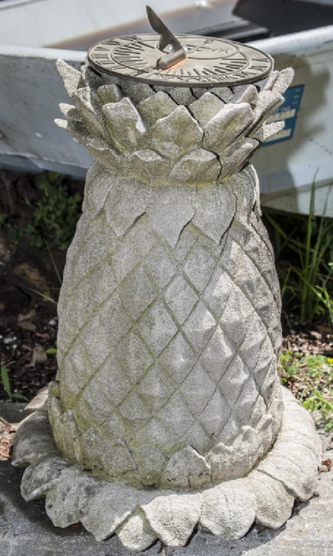 Cast Stone Pineapple Base and Bronze Sundial (1 of 4)