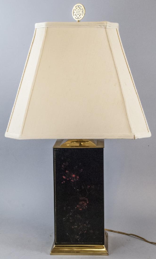 Painted Leather Vintage Asian Style Table Lamp (1 of 7)