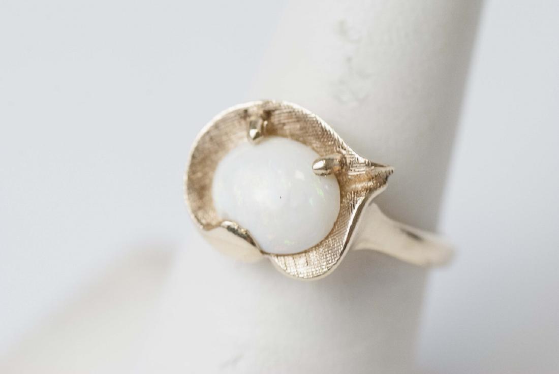 Estate Textured Yellow Gold & Cabochon Opal Ring (1 of 4)