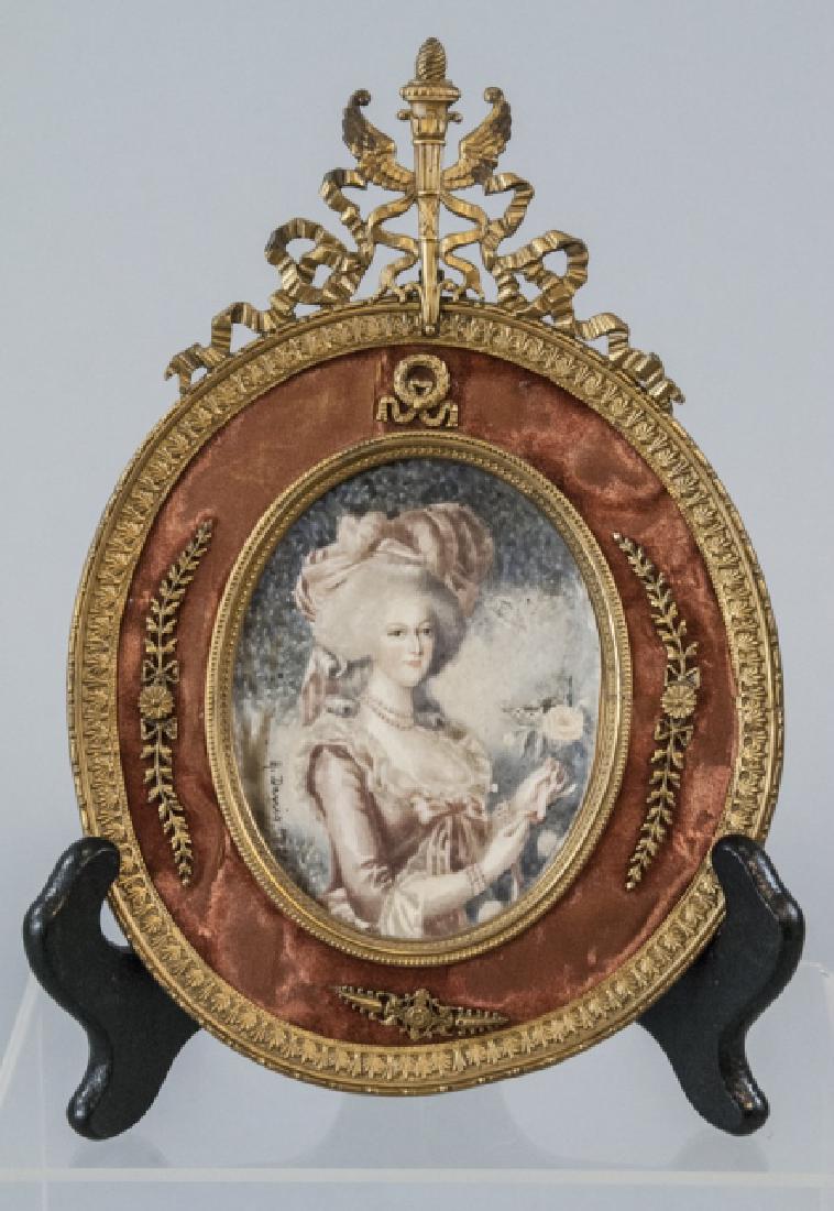 Antique 19th C French Portrait Miniature in Frame (1 of 7)