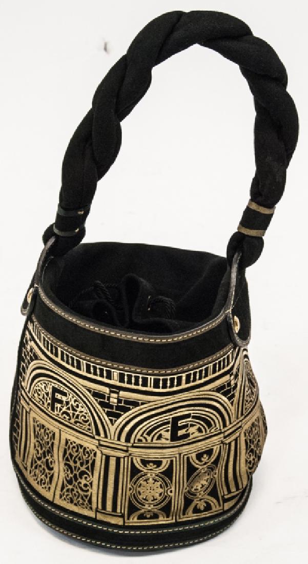 Vintage Gold Tone & Black Suede Fendi Purse (1 of 5)