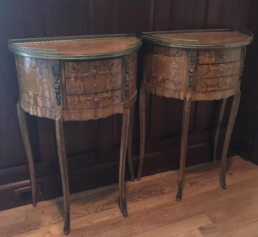 Pair of French Style Demi Lune End Tables (1 of 4)
