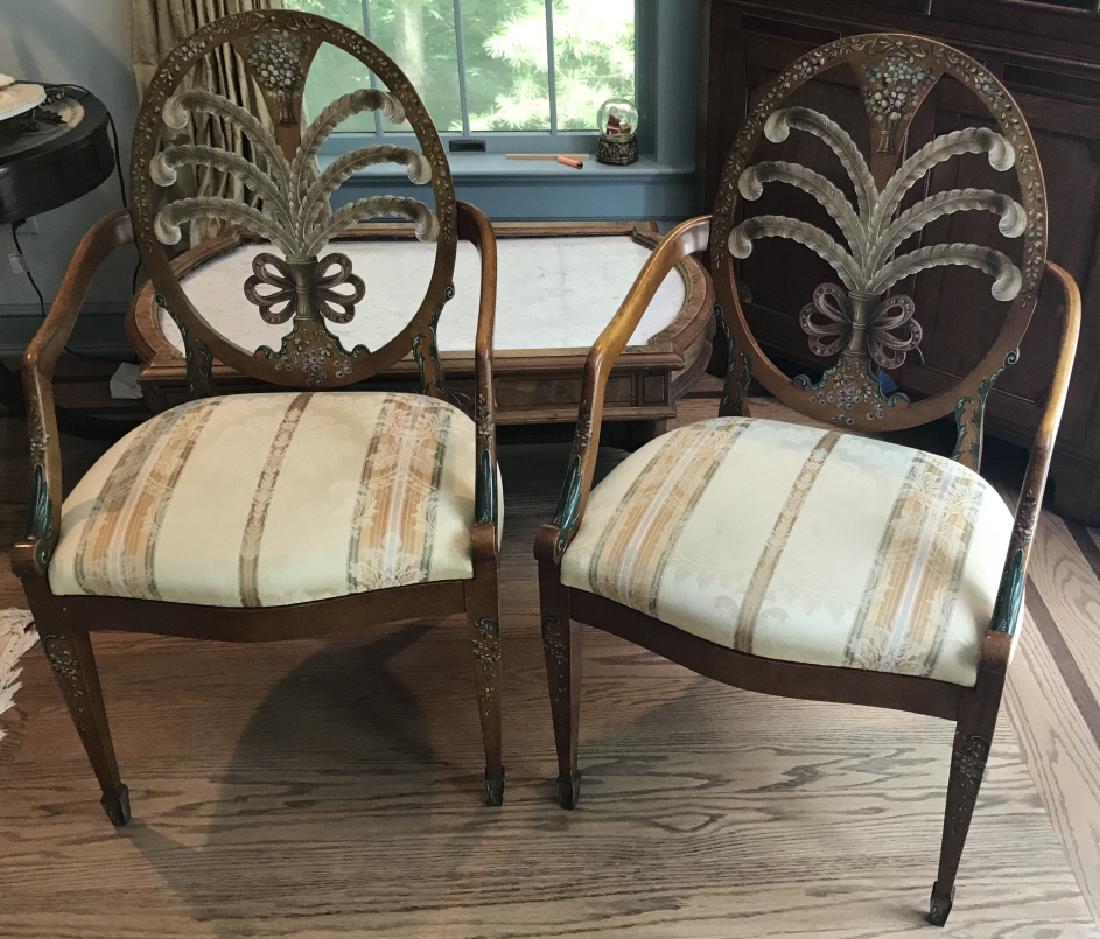 Pair of Hepplewhite Style Feather Back Armchairs (1 of 4)