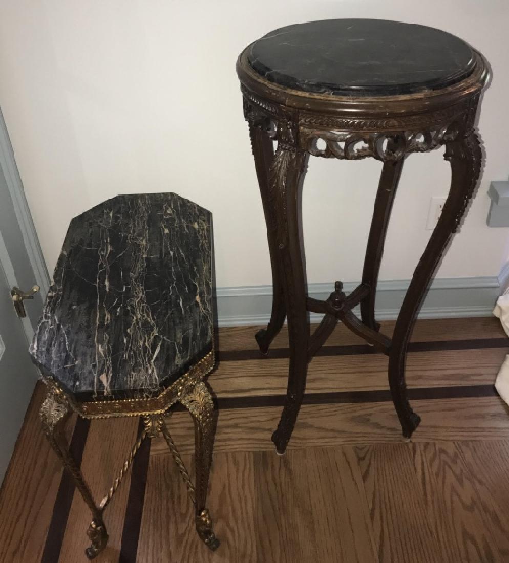 Marble Top End Table & Marble Top Pedestal (1 of 3)