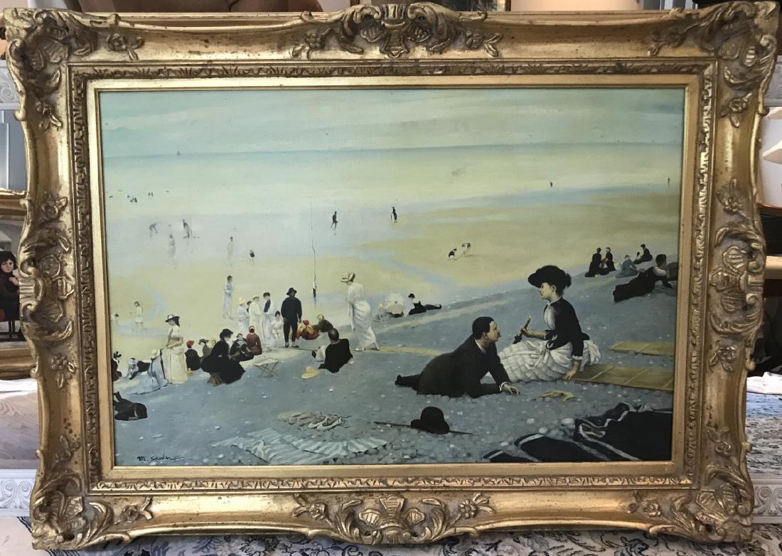 Framed Oil Painting of a Beach Scene Signed Snodin (1 of 2)