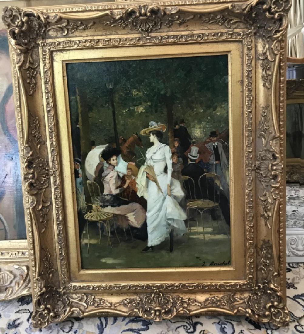 Framed French Style Painting of a Cafe Scene (1 of 2)