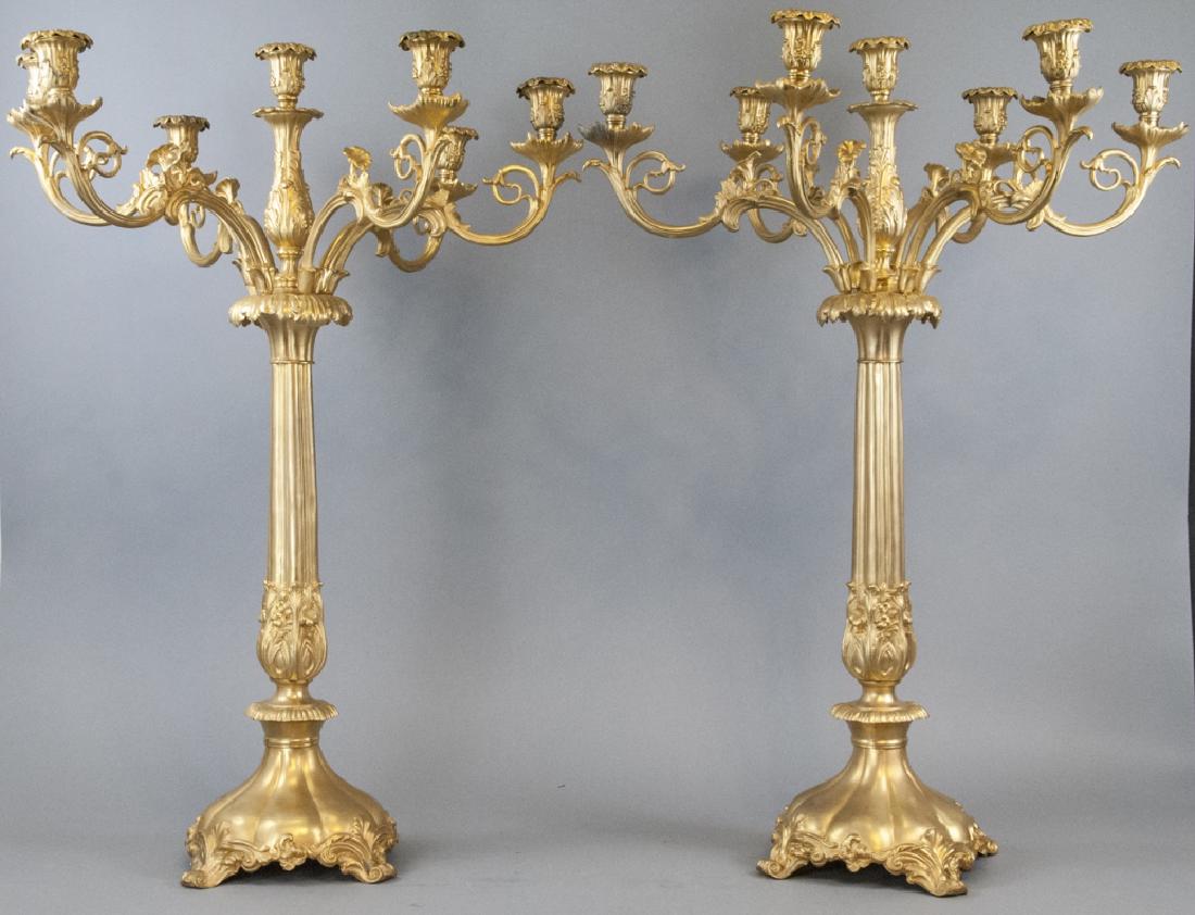 Pair French Empire Style Gilded Bronze Candelabras (1 of 9)