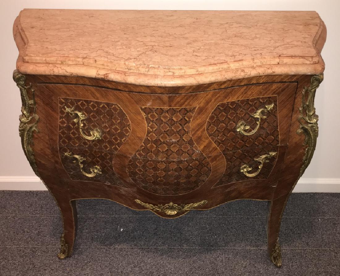 Carved Marble Top French Style Bombe Chest (1 of 4)