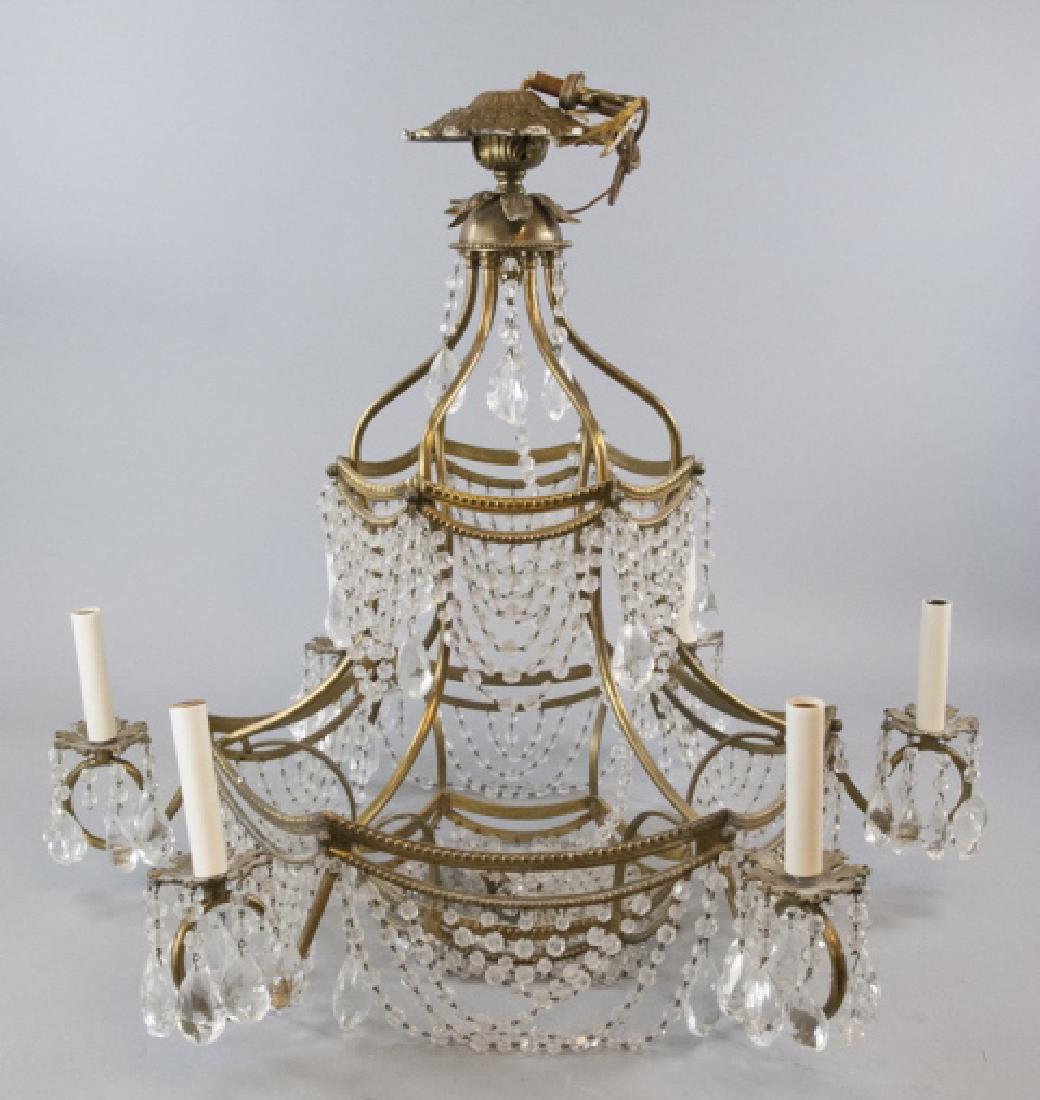 Empire Style Bronze & Crystal 6 Arm Chandelier (1 of 5)