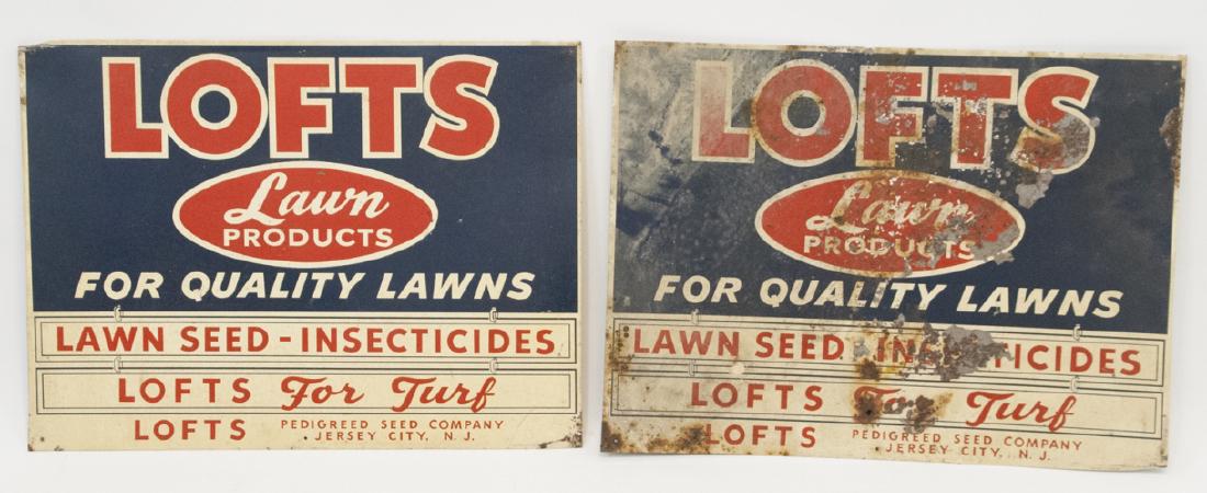 Two Antique Advertising Tin Signs - Lofts Lawn (1 of 7)