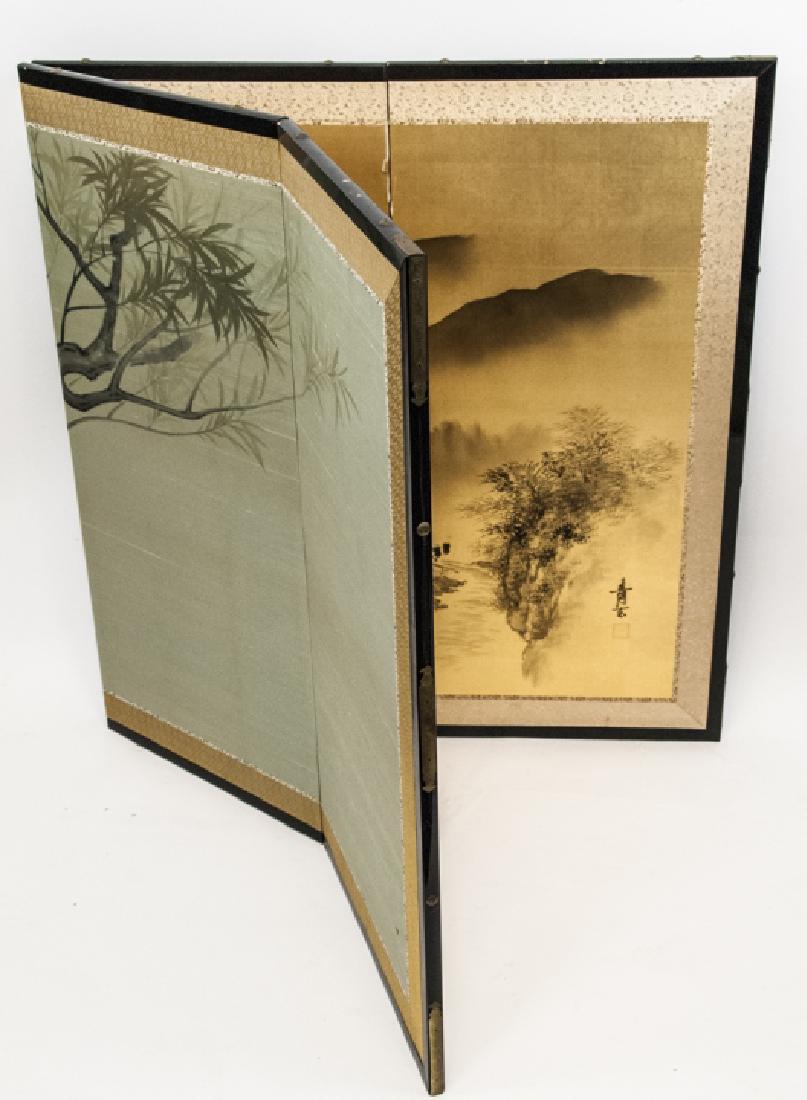 Large Asian Screen W Double Sided Ink Paintings (1 of 9)