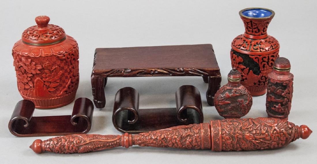 Lot of Small Chinese Cinnabar Items (1 of 10)