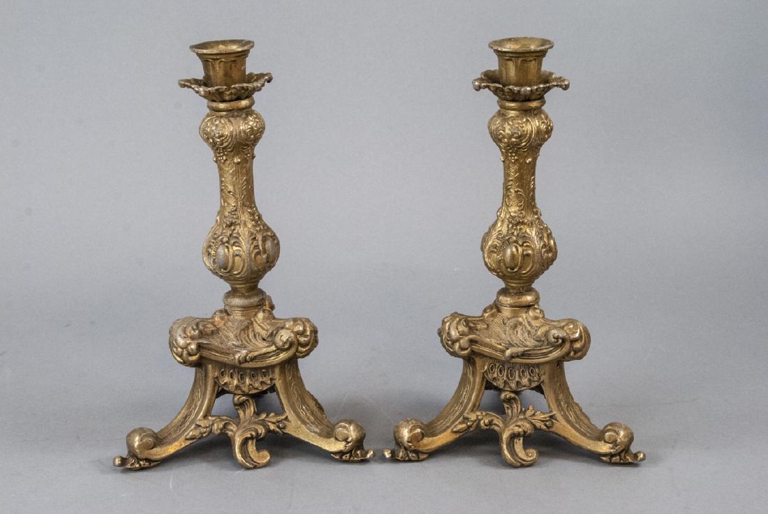 Pair Antique Ormolu Rococo Style Candlesticks (1 of 5)