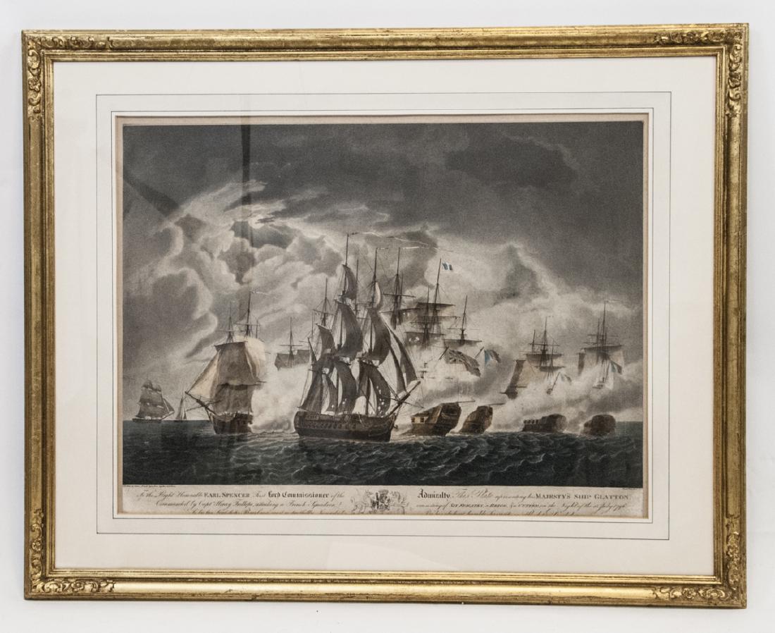 Antique Robert Dodd Aquatint H.M.S. Glatton (1 of 9)