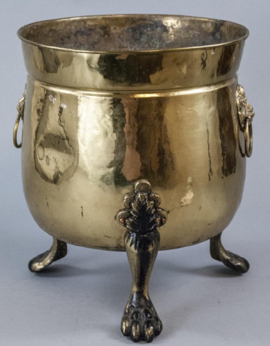Antique Brass & Copper Claw Footed Kindling Bucket (1 of 6)