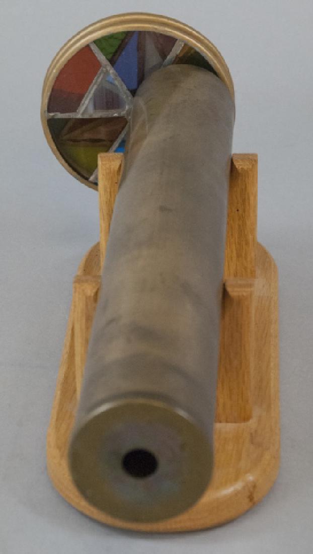 Mid C Stained Glass & Brass Kaleidoscope W Stand