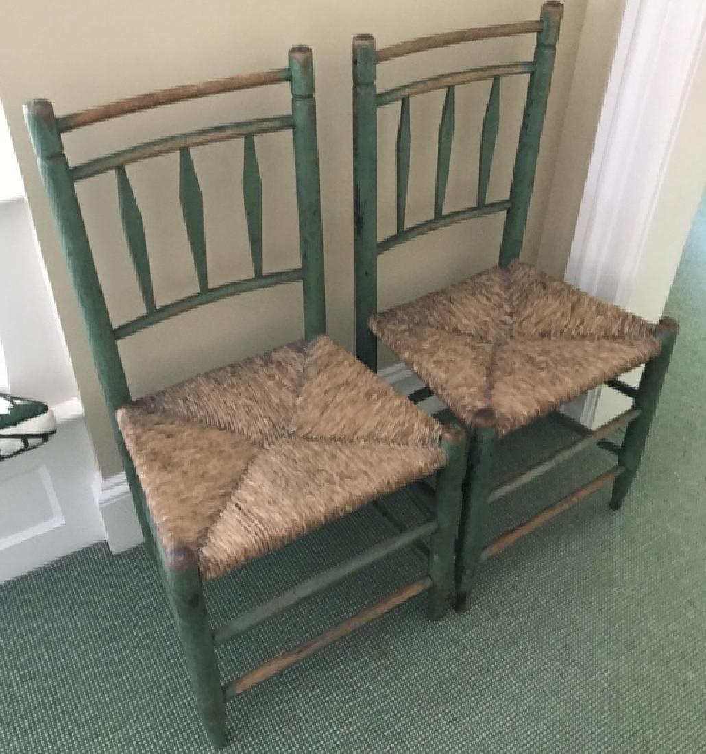Pair of Antique Woven Rush Seat Side Chairs (1 of 2)