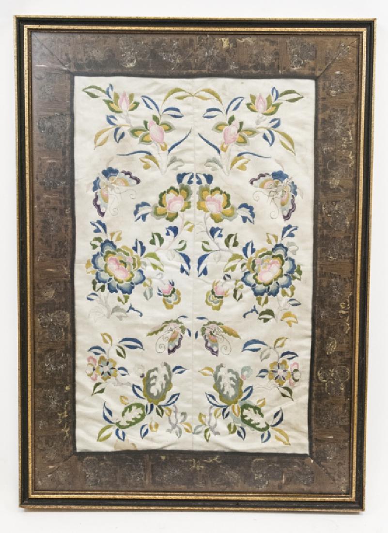 Antique Chinese Silk Embroidered Panel / Textile (1 of 4)