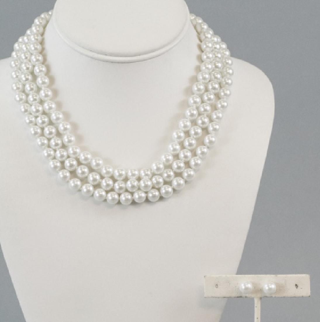 3 Hand Knotted High Luster Pearl Bead Necklaces (1 of 6)