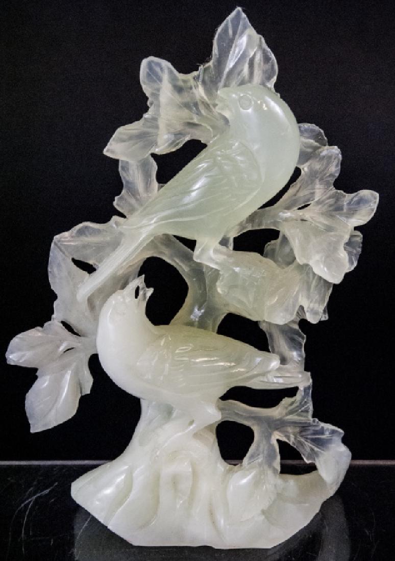 Chinese Hand Carved Jade Statue of Birds (1 of 6)