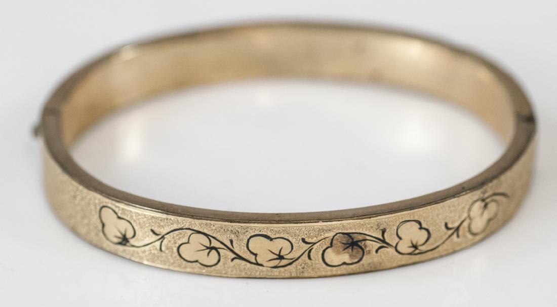 Antique 19th C Yellow Gold Filled Hinged Bracelet (1 of 5)