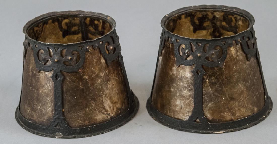 Pair Antique Arts & Crafts Mika & Metal Lamp Shade (1 of 3)